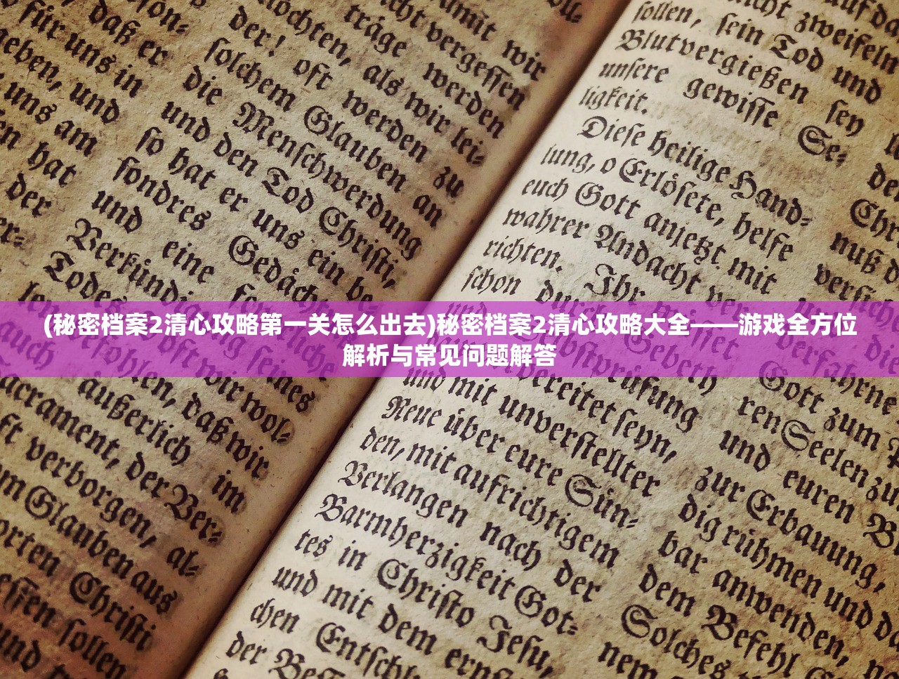 (秘密档案2清心攻略第一关怎么出去)秘密档案2清心攻略大全——游戏全方位解析与常见问题解答