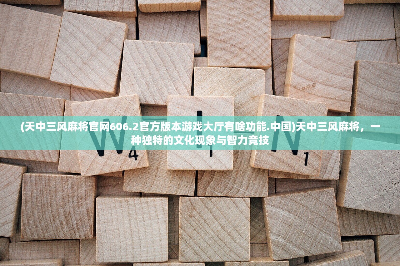 (天中三风麻将官网606.2官方版本游戏大厅有啥功能.中国)天中三风麻将，一种独特的文化现象与智力竞技